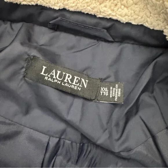Lauren Ralph Lauren Berber Quilted Faux Shearling Trim Jacket navy blue size XXL - Picture 5 of 7